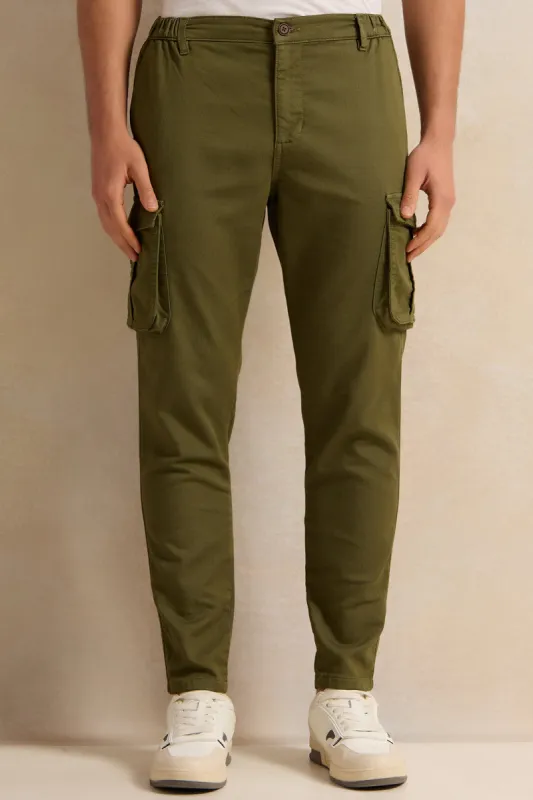 Men Olive Cargo Denim Jogger sold by Redtag