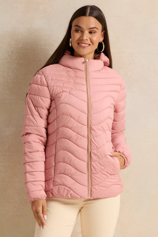 Women Pink Hooded Puffer Jacket sold by Redtag
