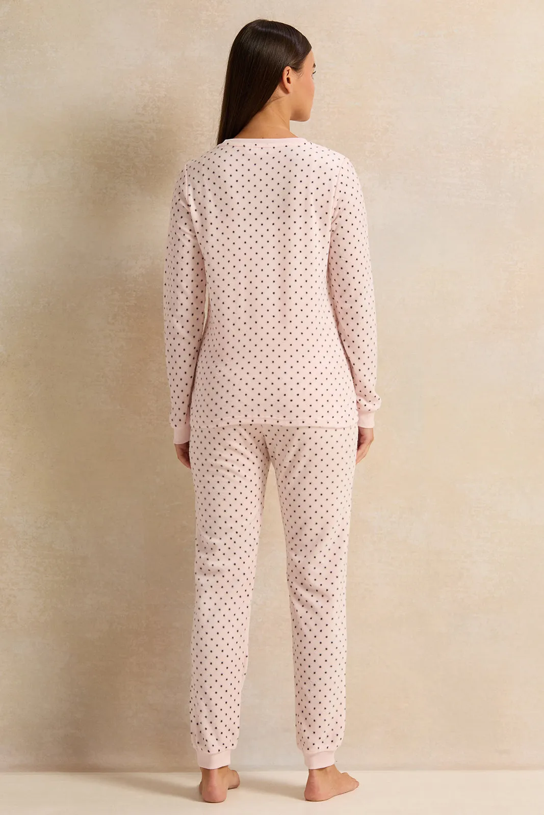 Women Pink Dotted Pajama Set (2 Piece) sold by Redtag product image thumbnail 4