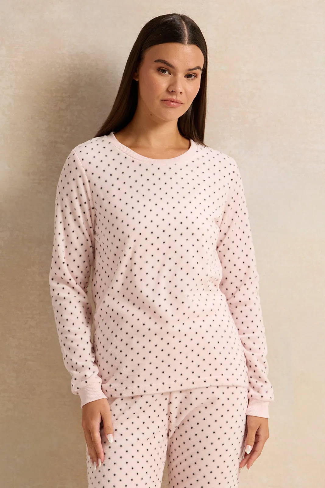 Women Pink Dotted Pajama Set (2 Piece) sold by Redtag product image thumbnail 2