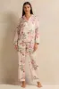 Women Cream Floral Satin Pyjama Set (2 Piece) sold by Redtag