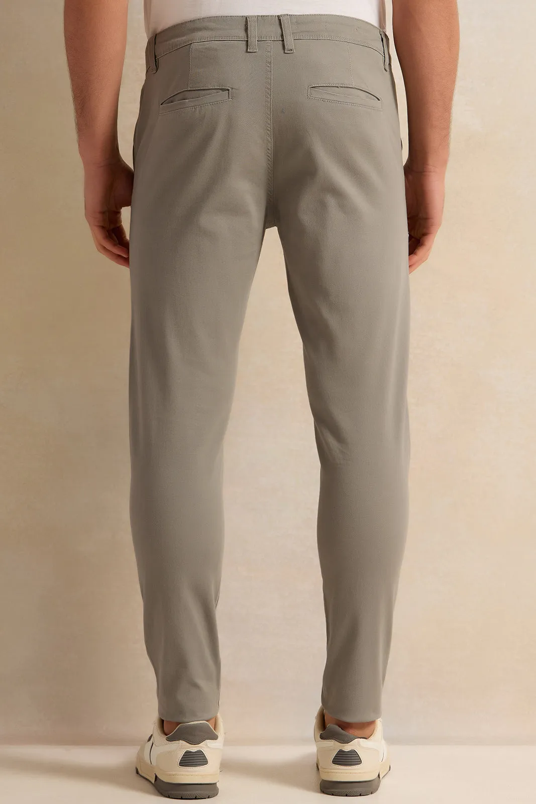 Men Grey Solid Chino Trousers sold by Redtag product image thumbnail 3