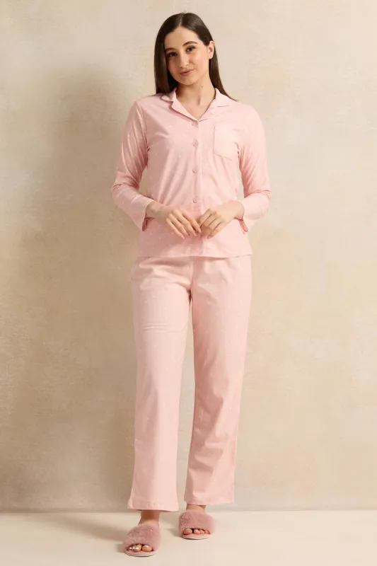 Women Pink Printed Flannel Pajama Set (2 Piece) sold by Redtag