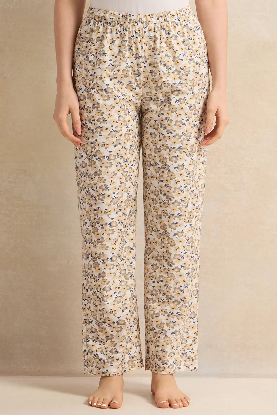 Women Ivory Printed Flannel Pajama Set (2 Piece) sold by Redtag product image thumbnail 3