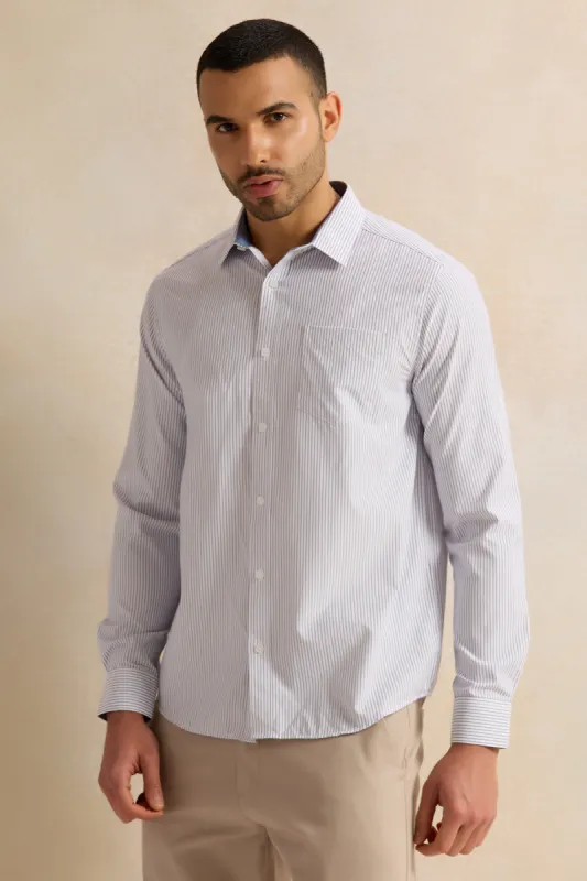 Men White Striped Shirt sold by Redtag