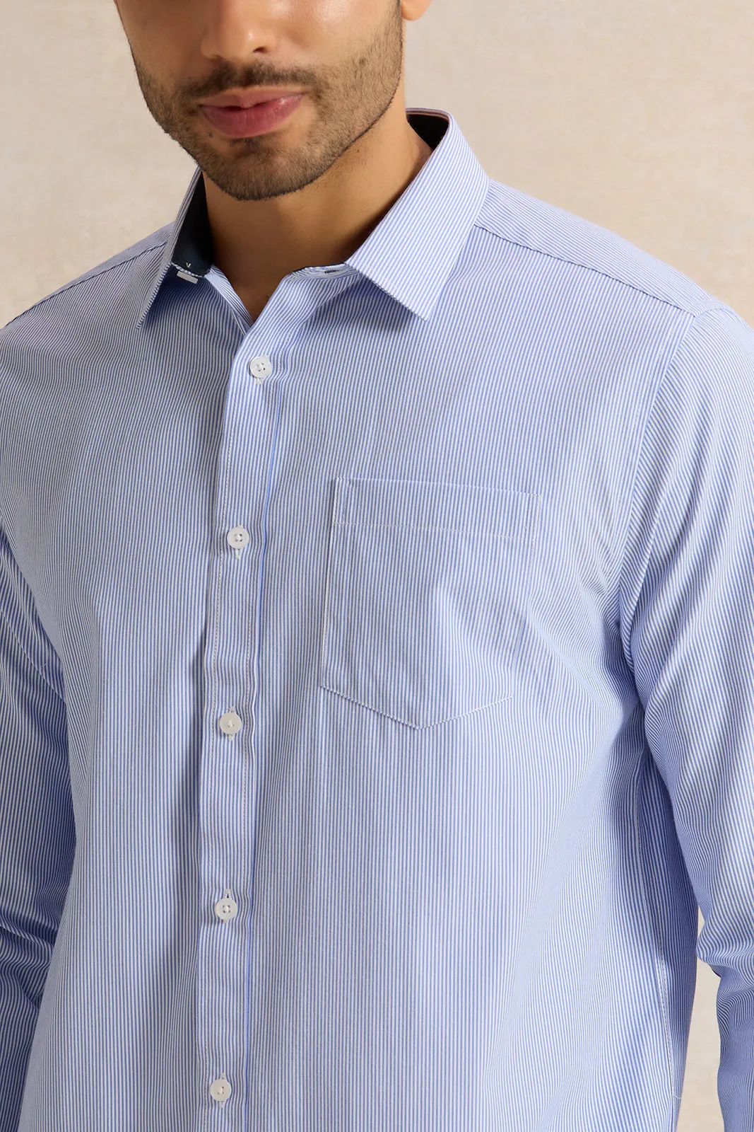 Men Blue Striped Shirt sold by Redtag product image thumbnail 4