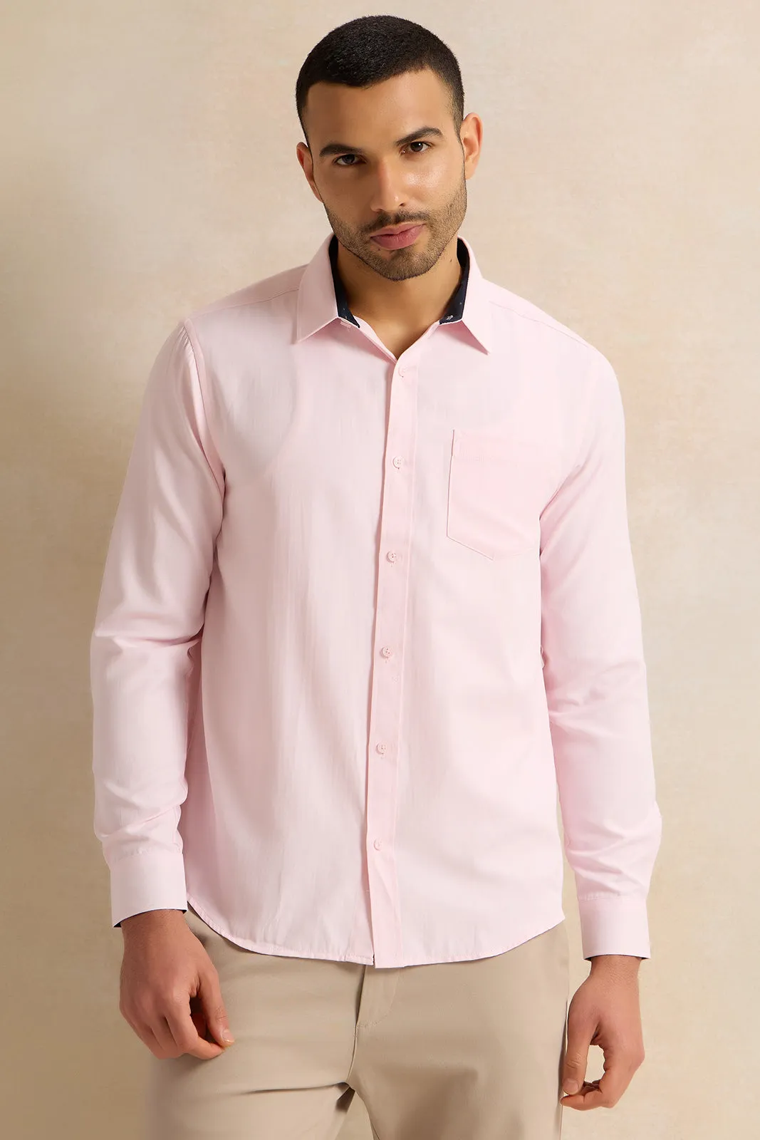 Men Pink Plain Shirt sold by Redtag