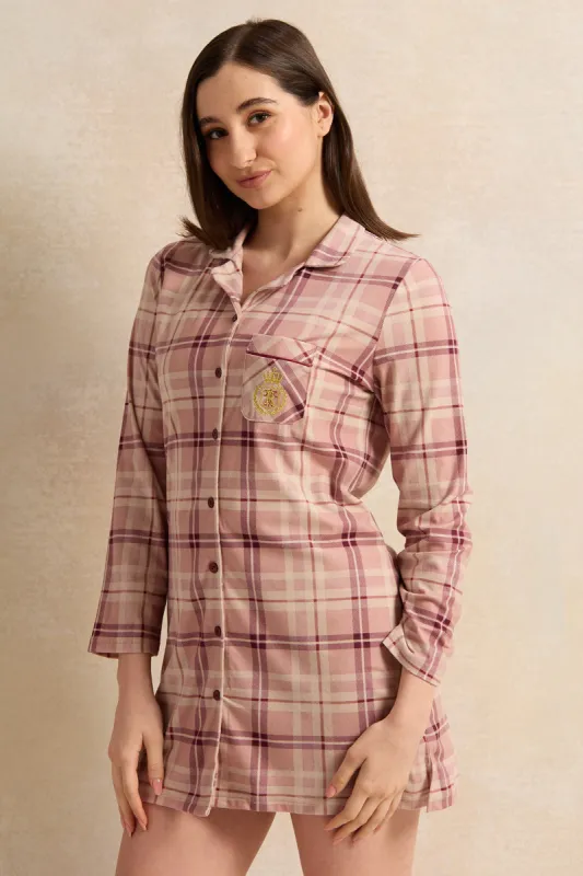 Women Pink Flannel Nightshirt sold by Redtag