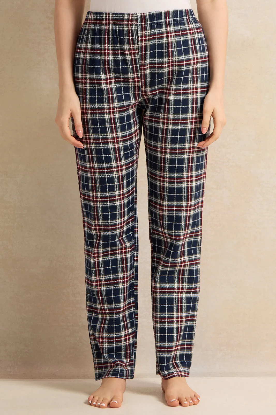 Women White And Burgundy Checkered Pyjama Set (3 Piece) sold by Redtag product image thumbnail 4