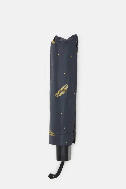 Black Printed Foldable Umbrella sold by Redtag