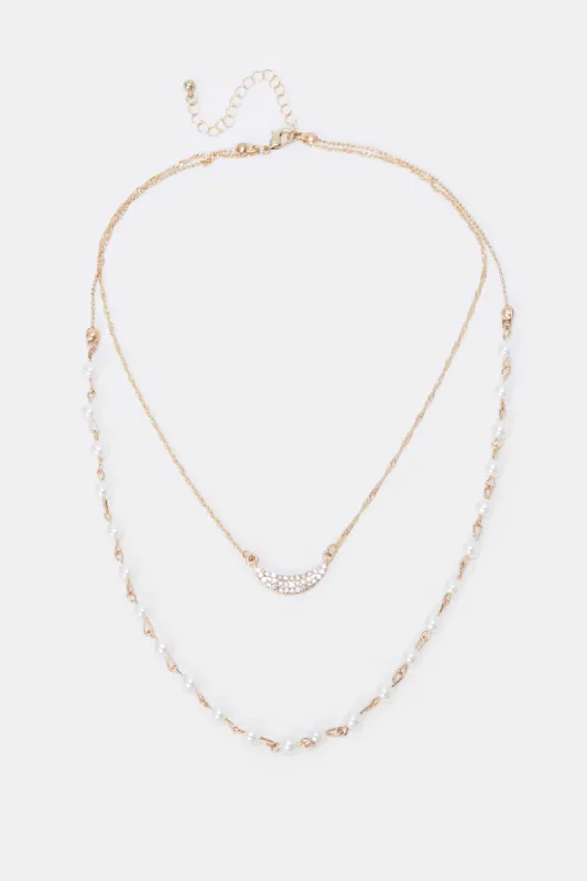 Women Gold Embellished Necklace sold by Redtag