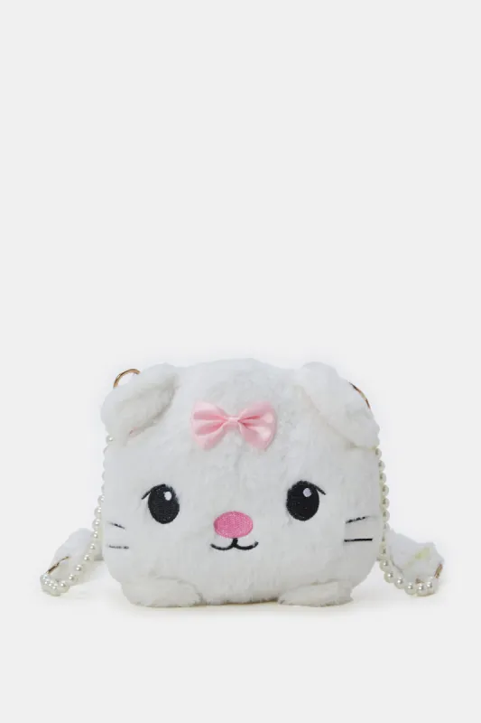 White Character Faux Fur Backpack sold by Redtag