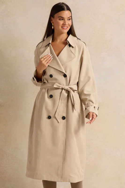 Women Ivory Belted Trench Coat sold by Redtag
