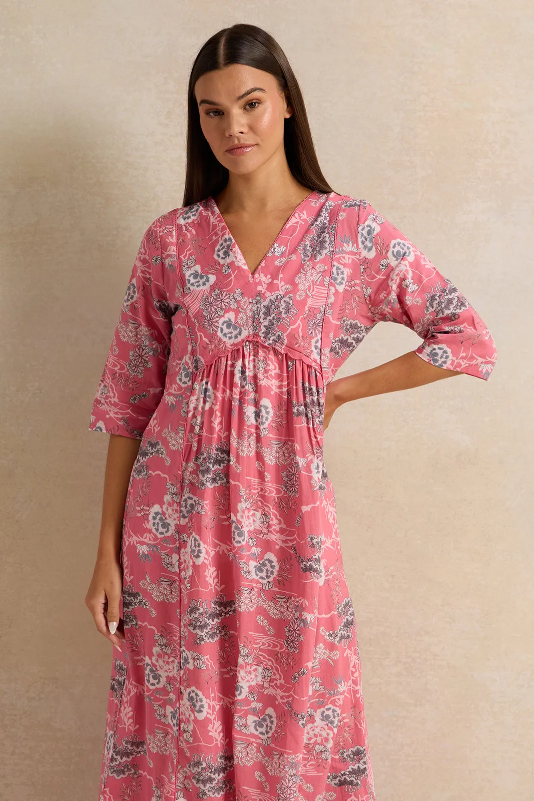 Women Pink Front Border Print Nightgown sold by Redtag product image thumbnail 2