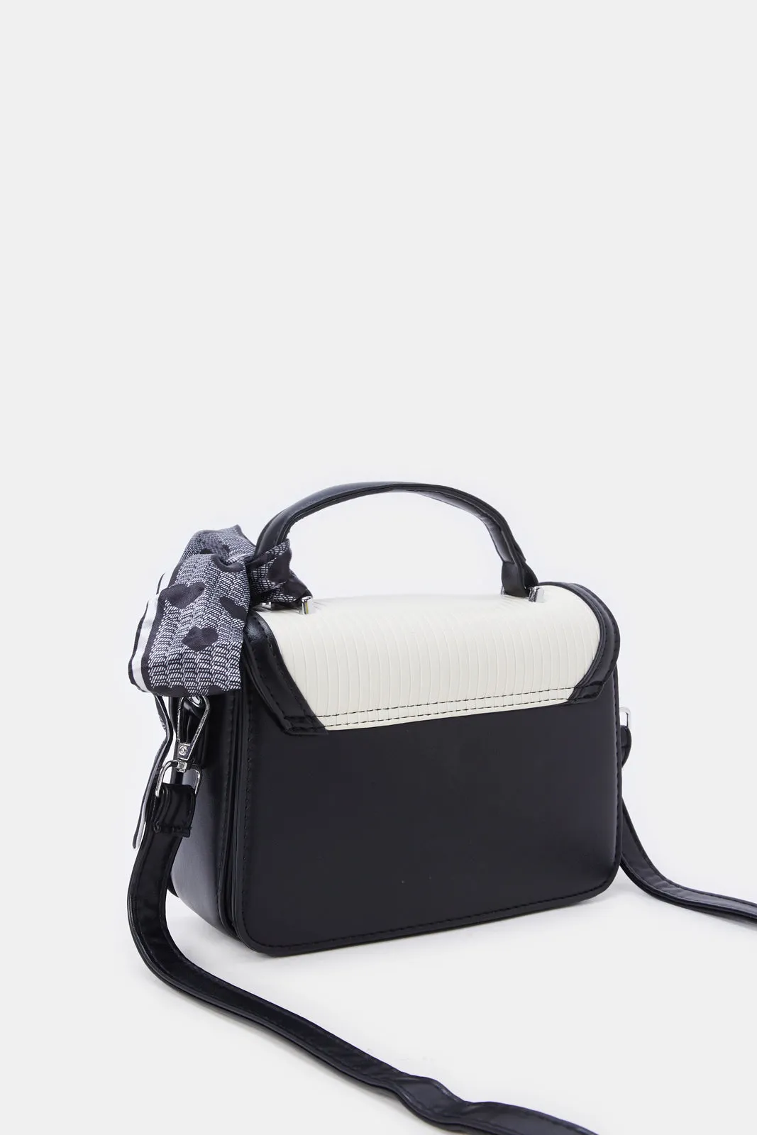 Women White And Black Embellished Handbag With Scarf sold by Redtag product image thumbnail 2