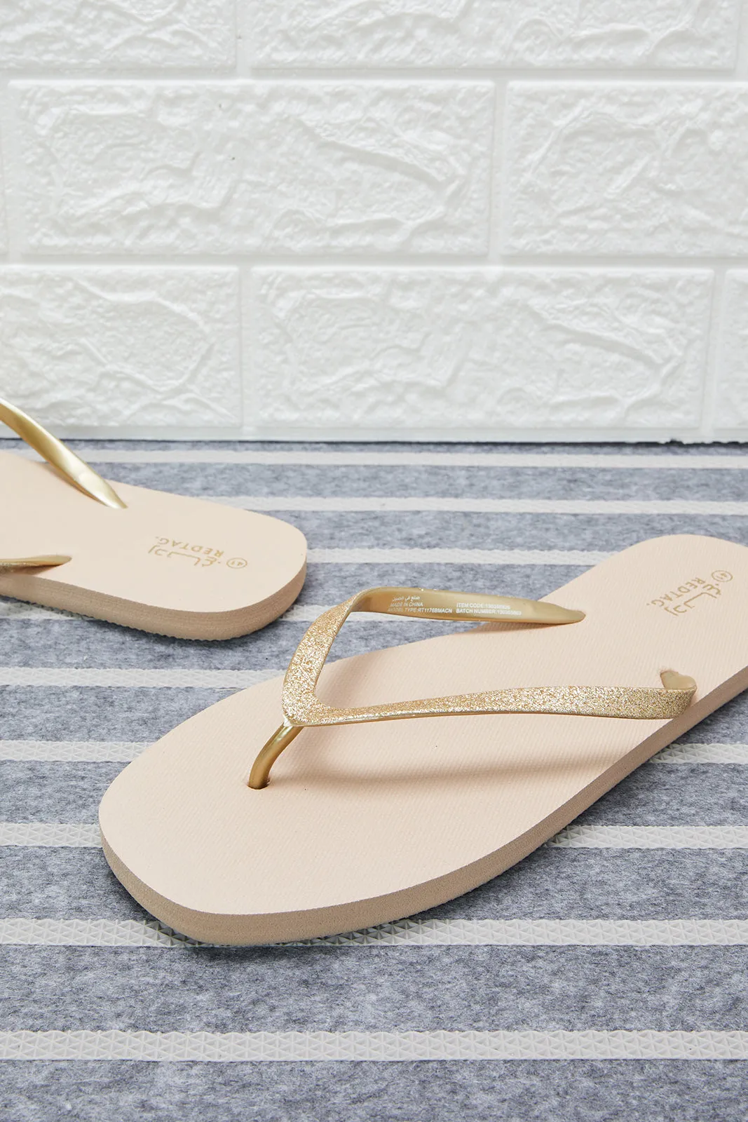 Women Beige Glitter Flip Flop sold by Redtag product image thumbnail 3
