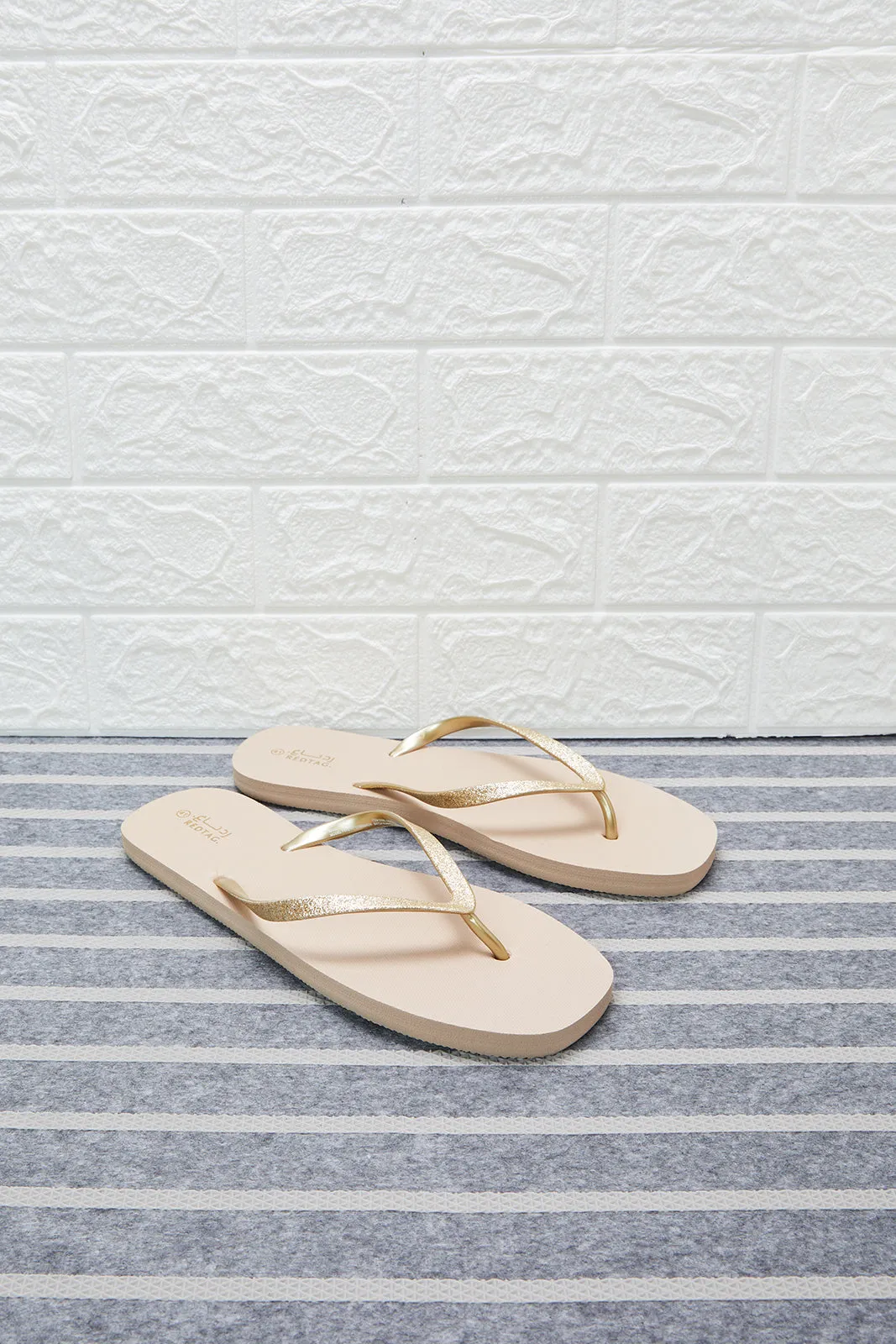 Women Beige Glitter Flip Flop sold by Redtag product image thumbnail 2