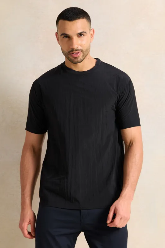 Men Black Solid Lounge T-Shirt sold by Redtag