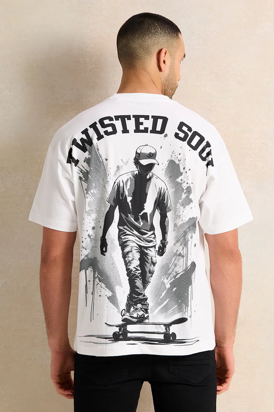 Men White Printed T-Shirt sold by Redtag product image thumbnail 3