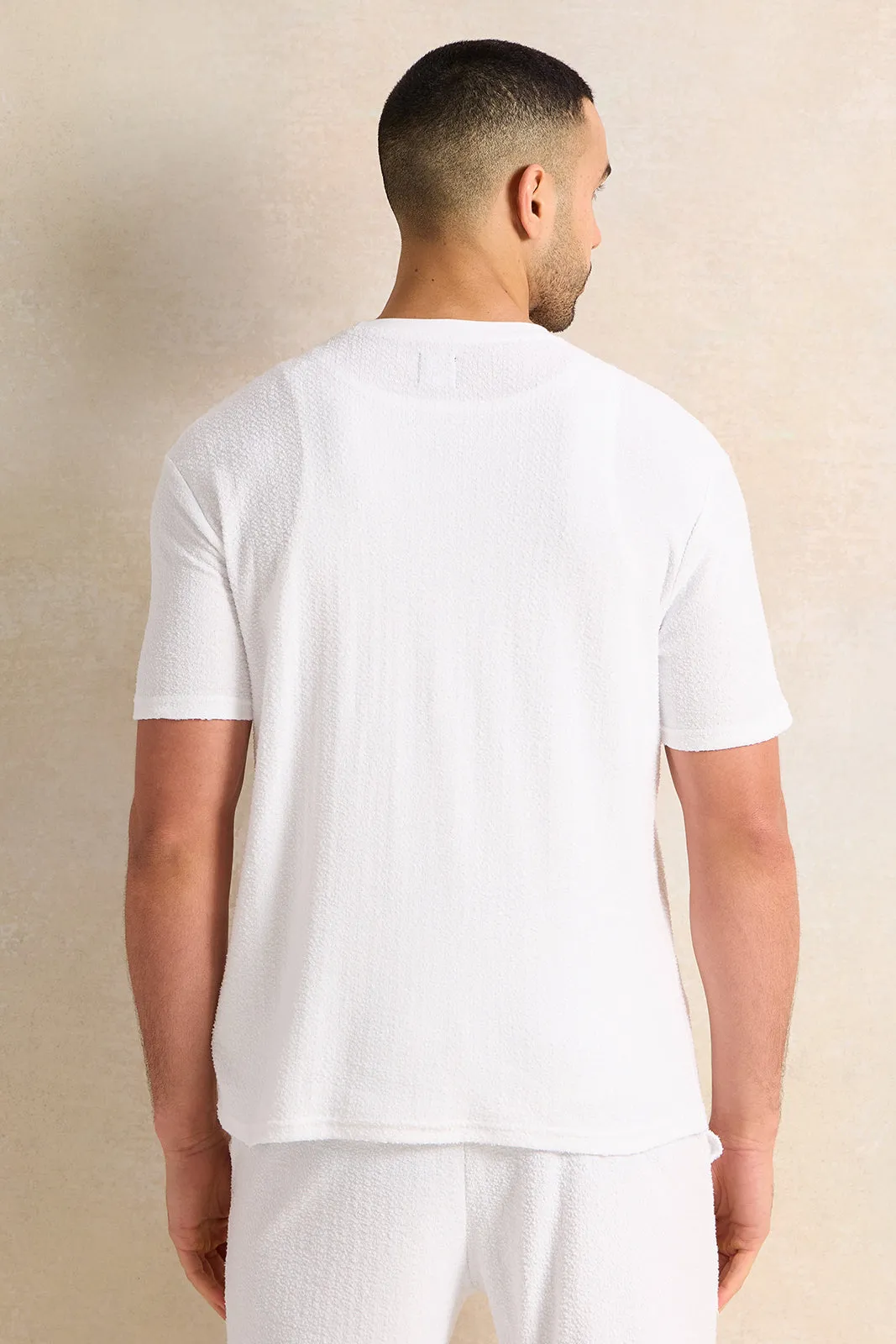 Men Ivory Textured T-Shirt sold by Redtag product image thumbnail 3