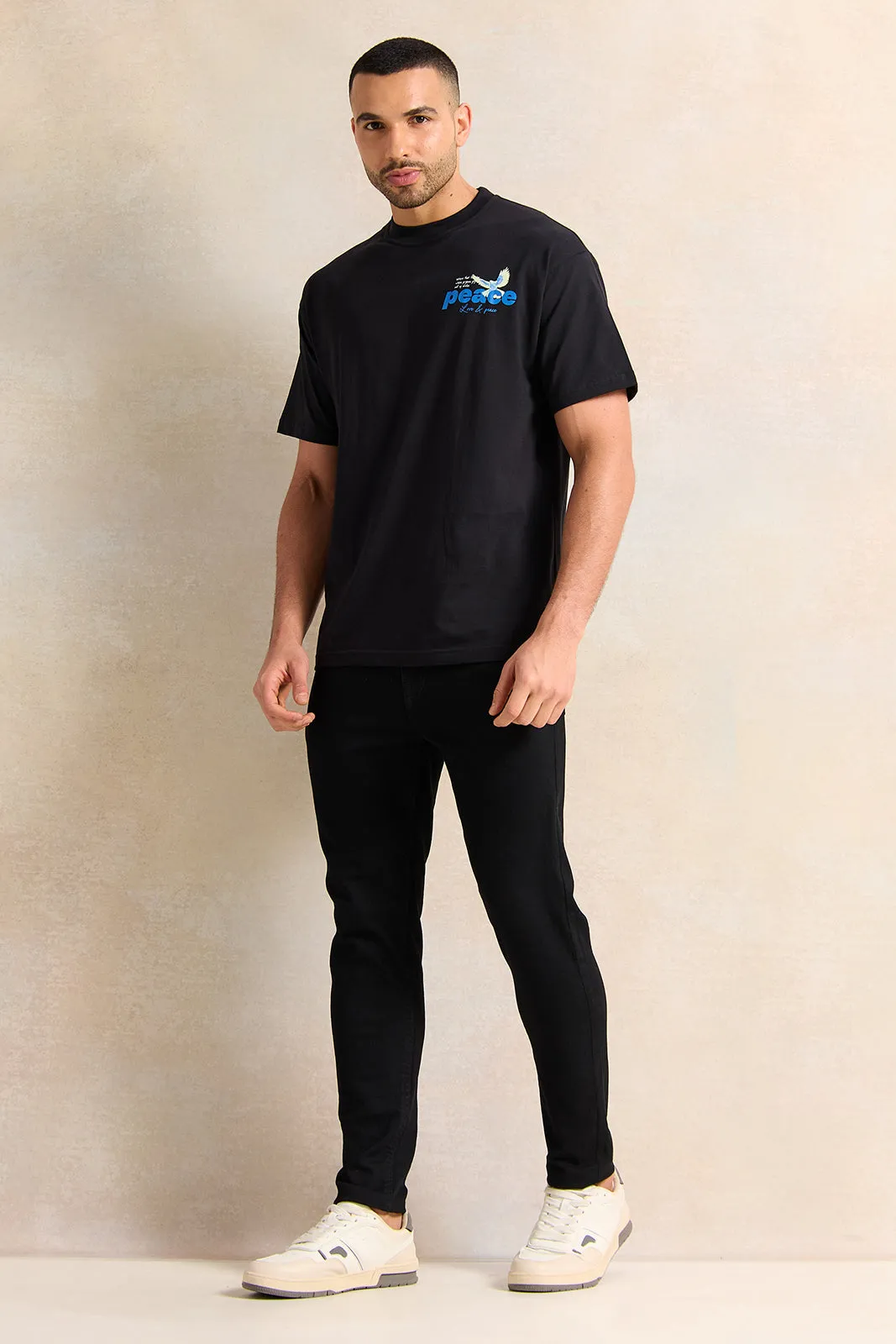 Men Black Printed T-Shirt sold by Redtag product image thumbnail 2
