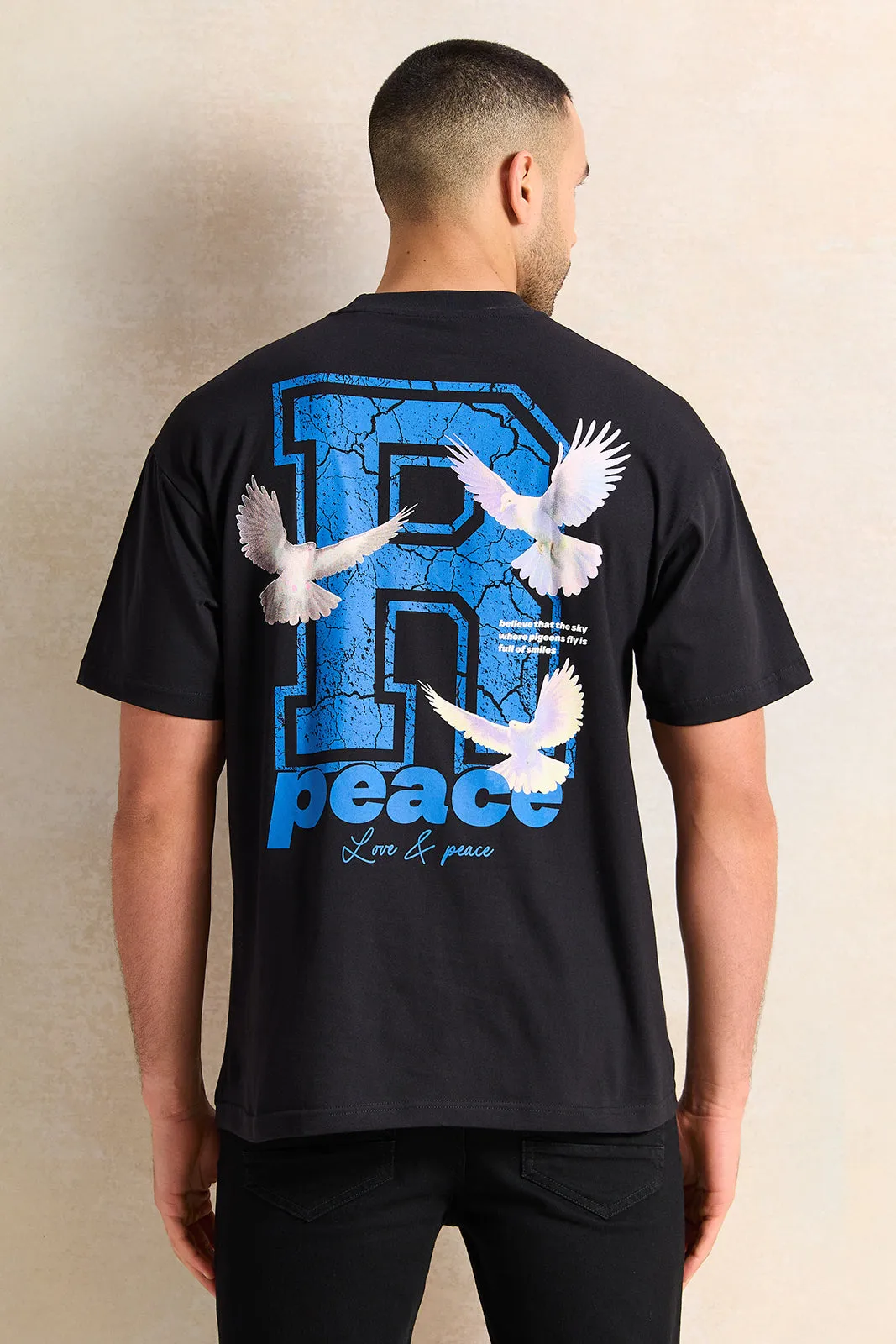 Men Black Printed T-Shirt sold by Redtag product image thumbnail 3