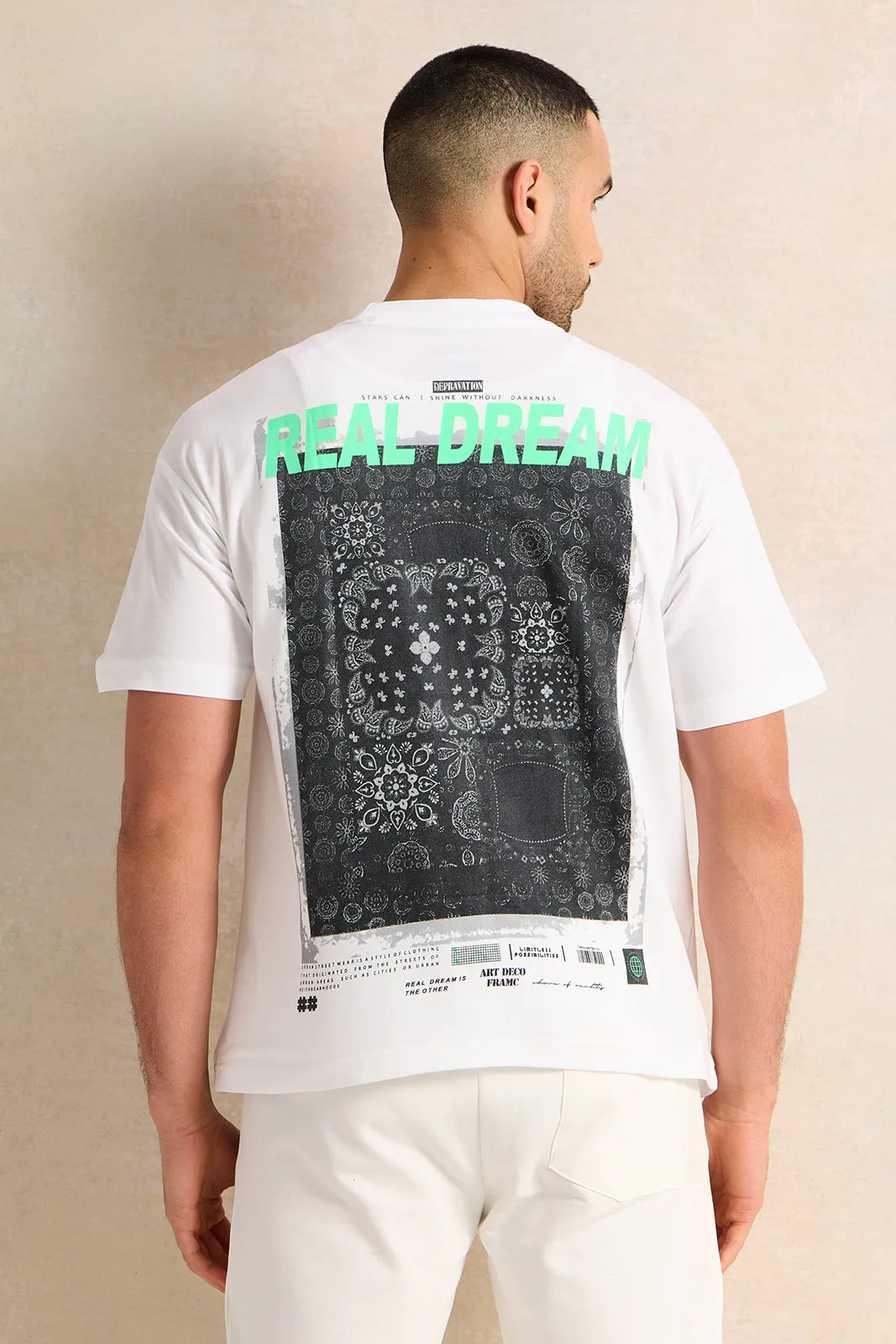 Men White Printed T-Shirt sold by Redtag product image thumbnail 3