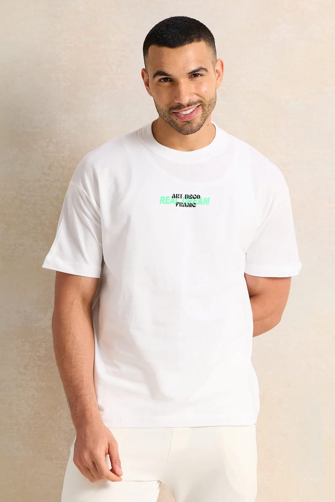 Men White Printed T-Shirt sold by Redtag