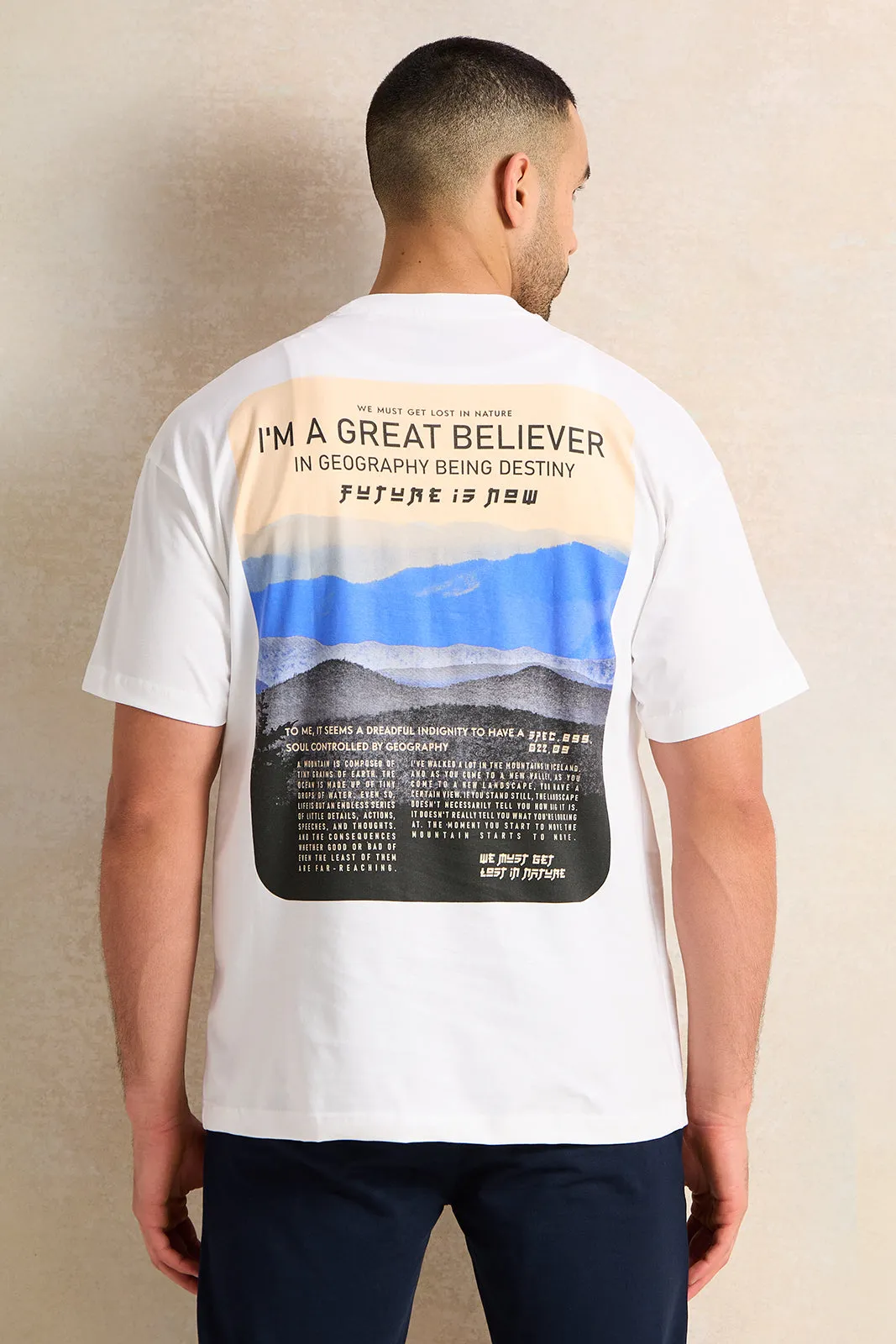 Men White Printed T-Shirt sold by Redtag product image thumbnail 3