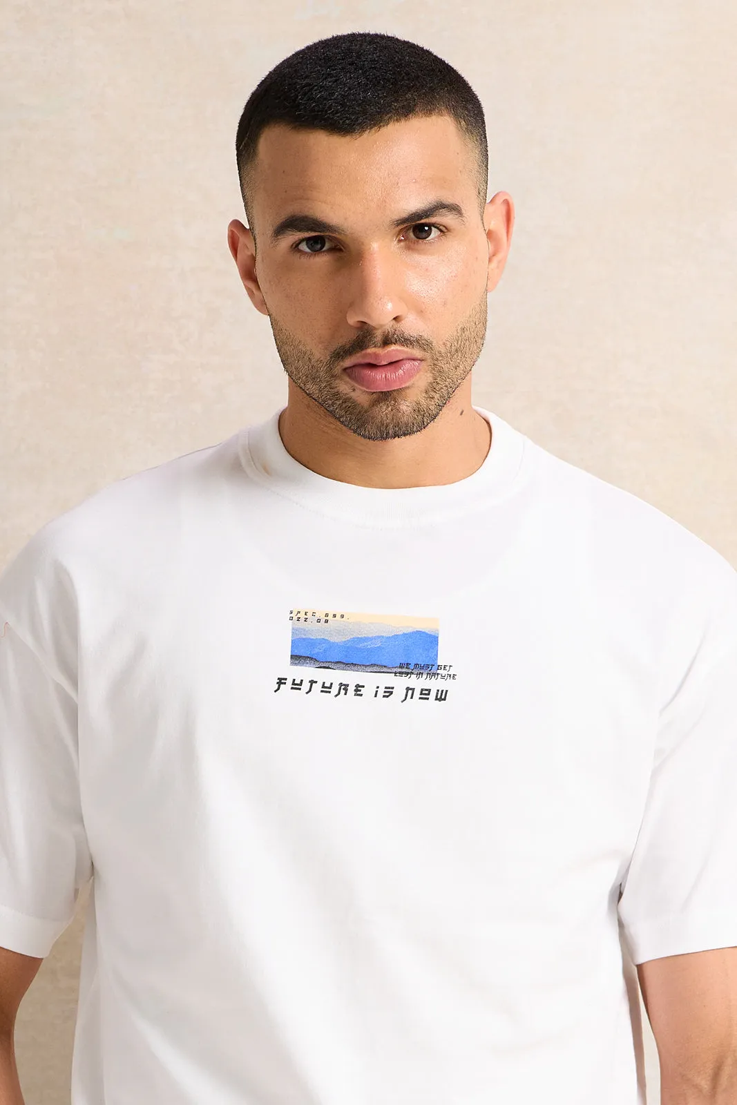 Men White Printed T-Shirt sold by Redtag product image thumbnail 4