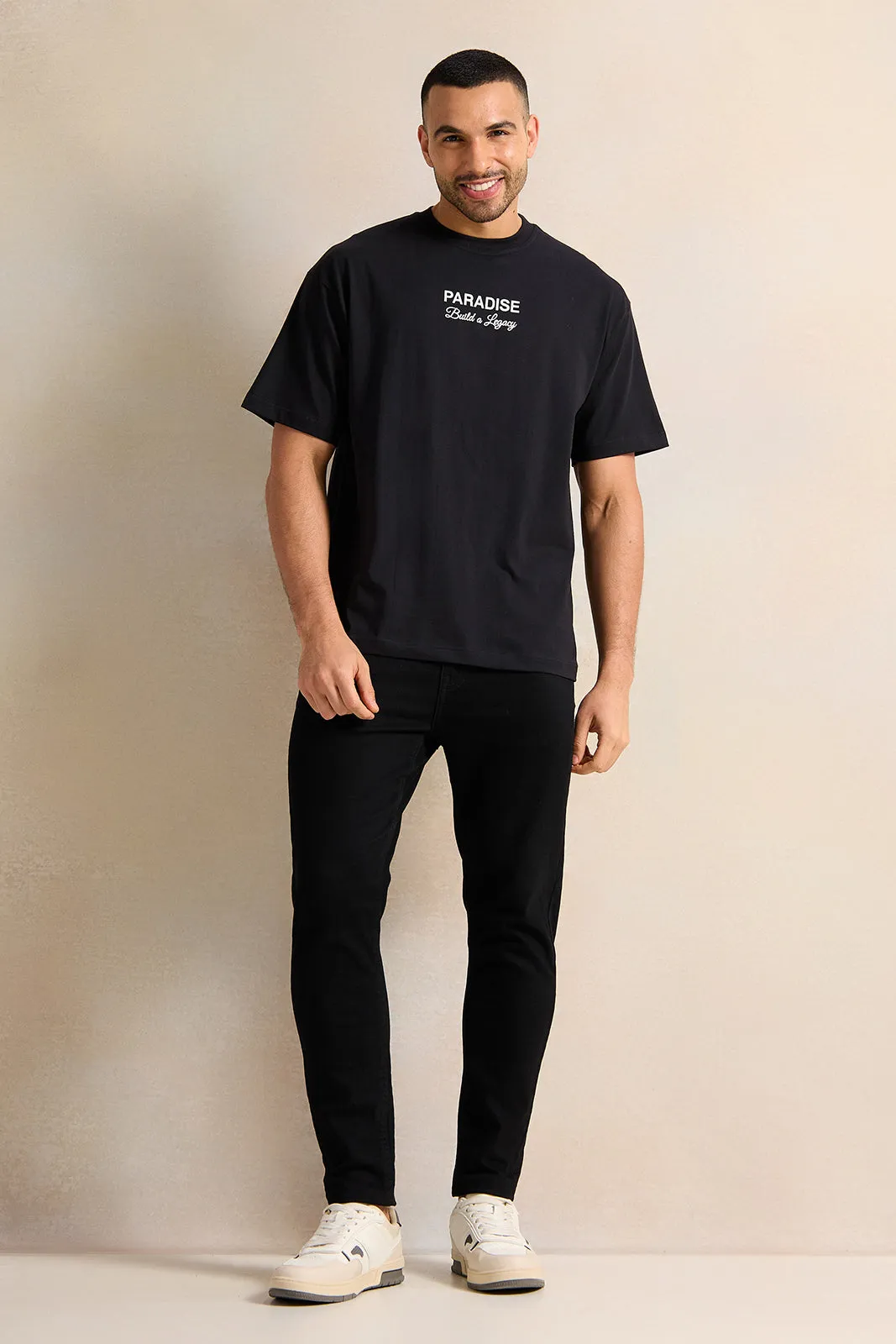 Men Black Printed T-Shirt sold by Redtag product image thumbnail 2