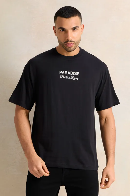 Men Black Printed T-Shirt sold by Redtag