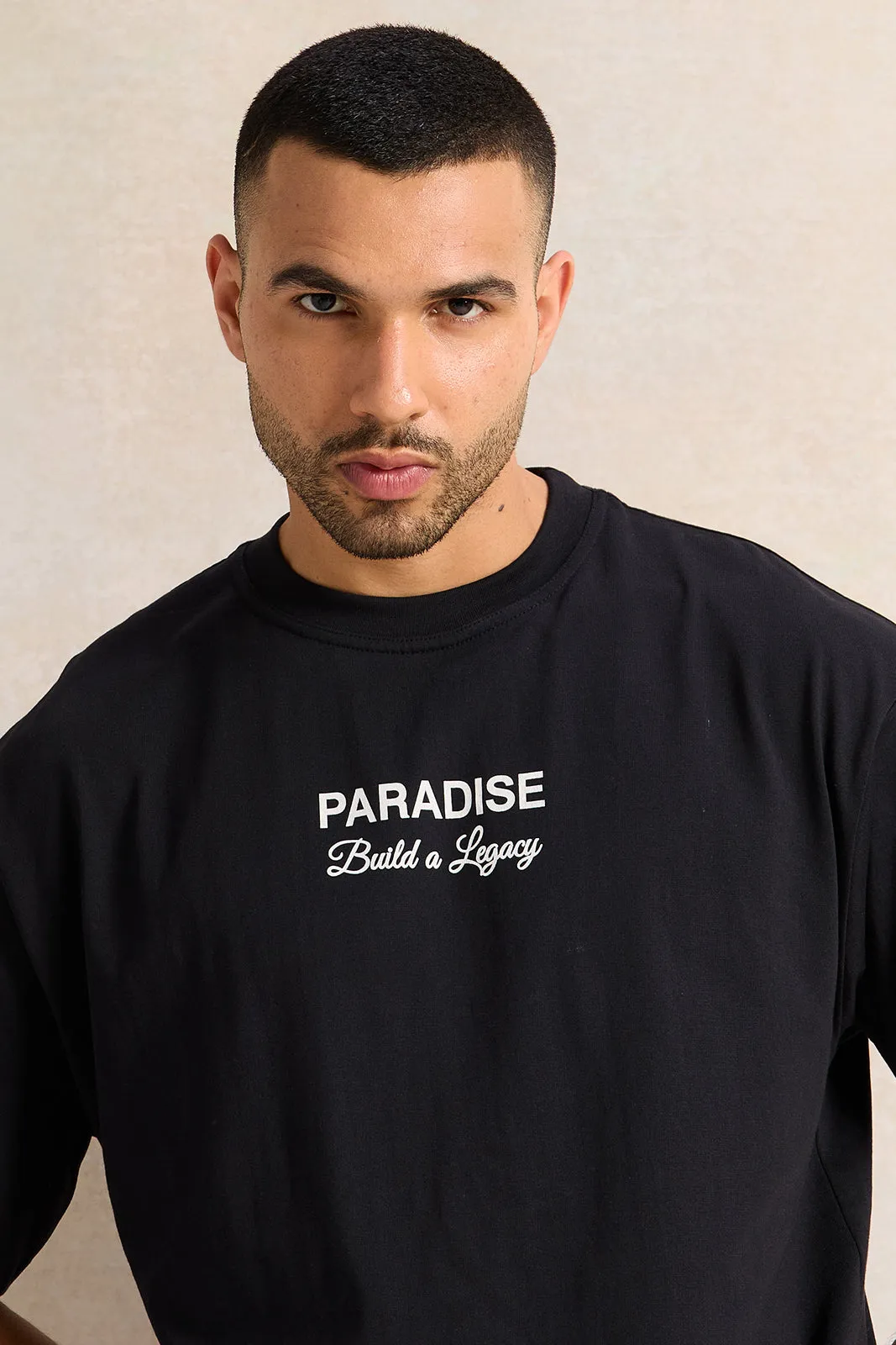 Men Black Printed T-Shirt sold by Redtag product image thumbnail 4