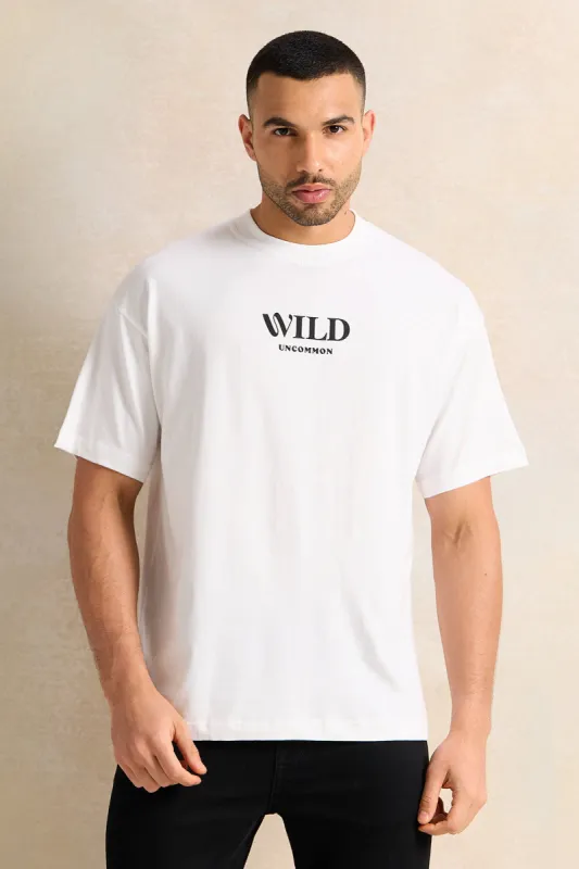 Men White Printed T-Shirt sold by Redtag