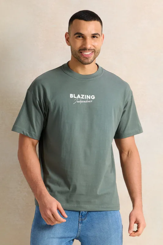 Men Green Printed T-Shirt sold by Redtag