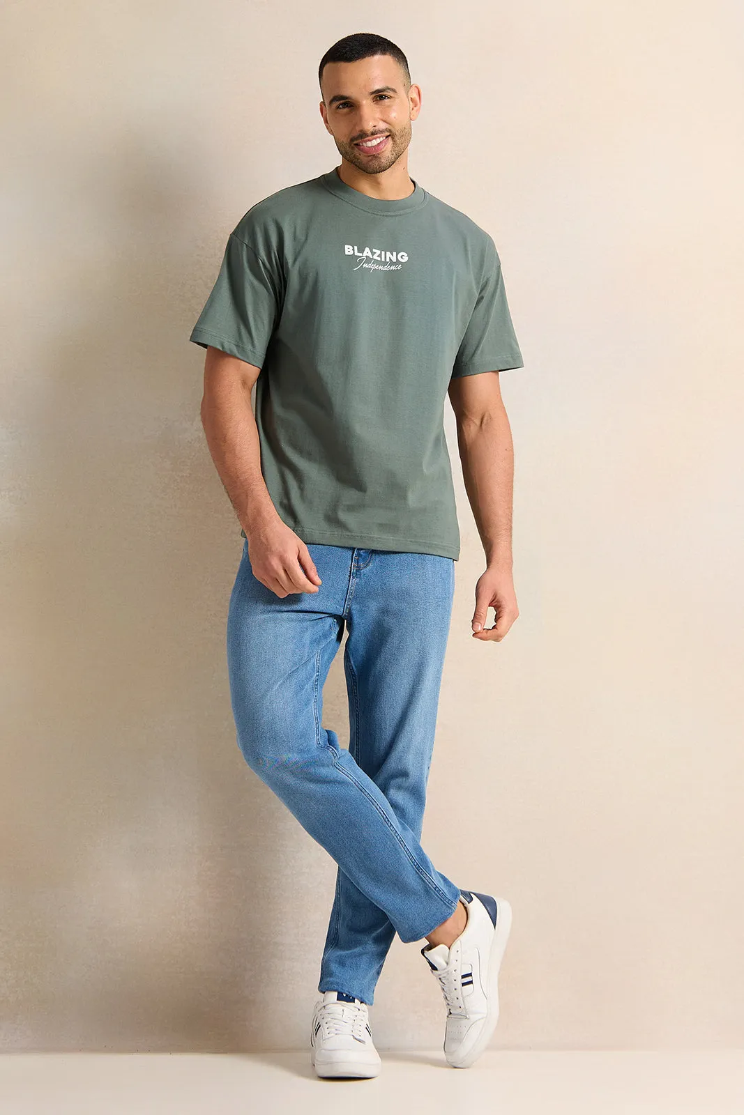 Men Green Printed T-Shirt sold by Redtag product image thumbnail 2