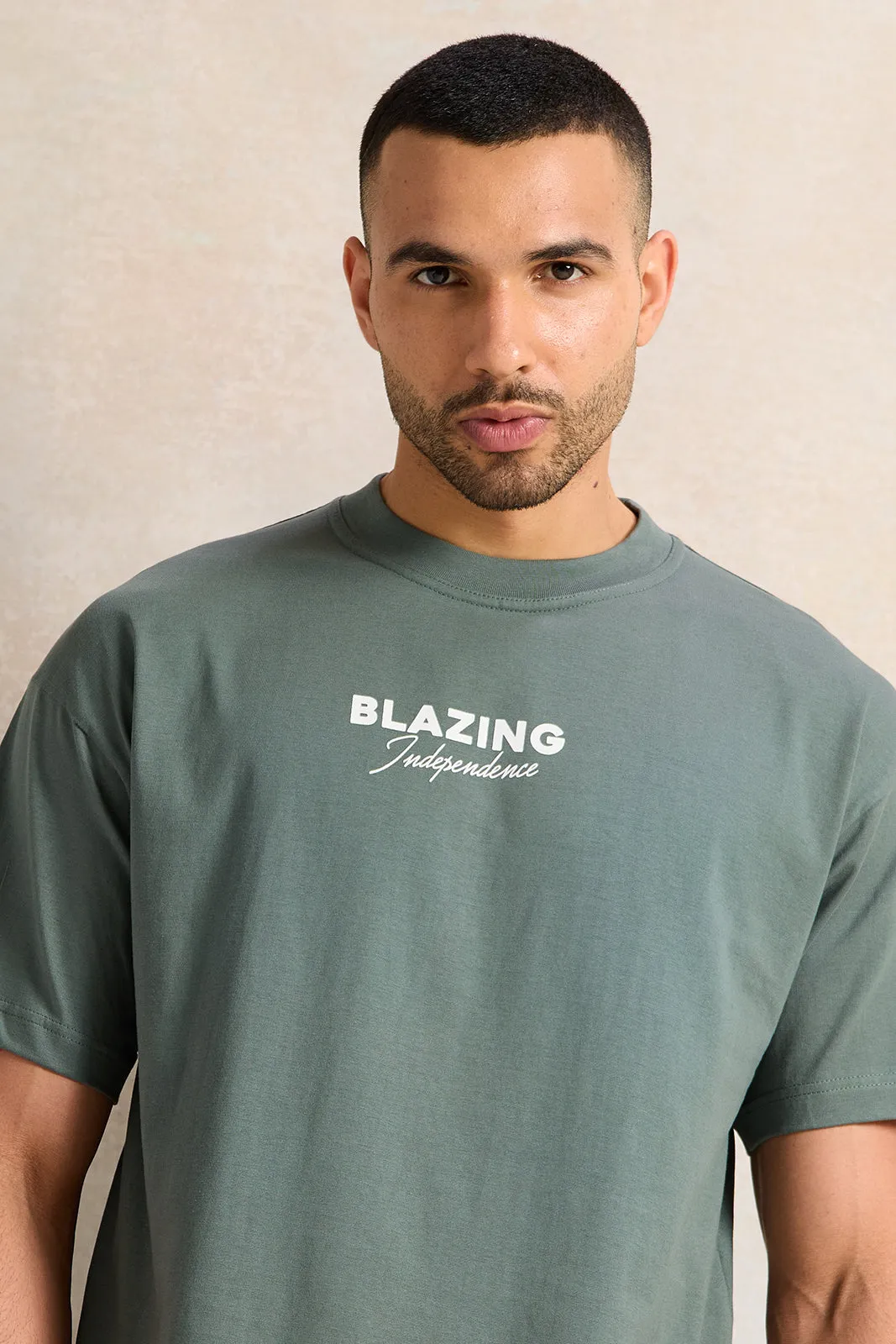 Men Green Printed T-Shirt sold by Redtag product image thumbnail 4