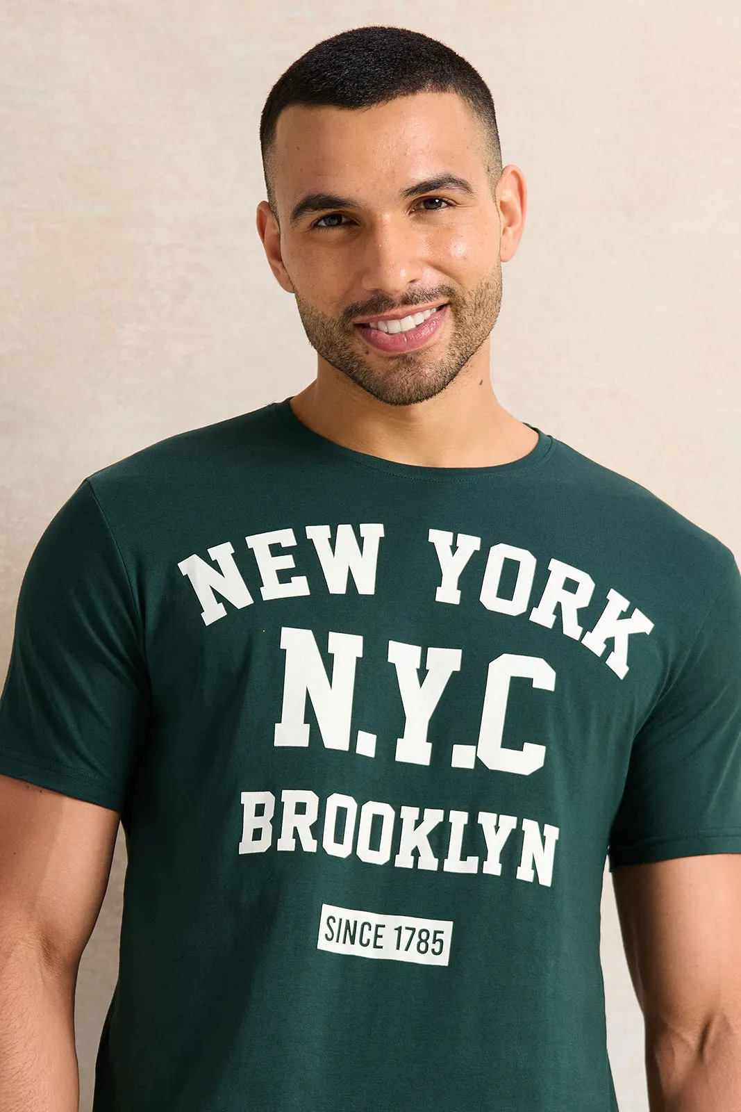 Men Olive Printed T-Shirt sold by Redtag product image thumbnail 4