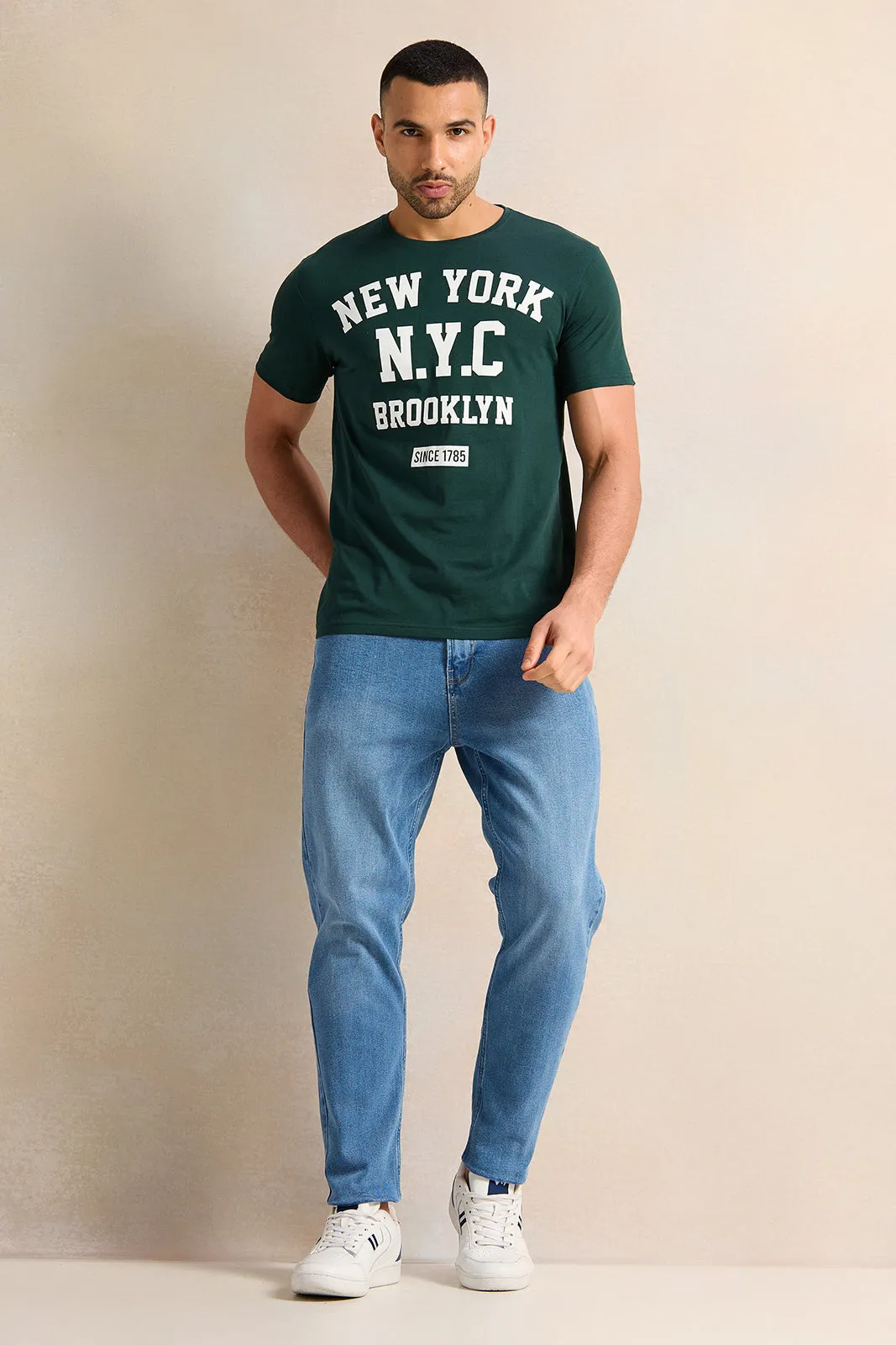 Men Olive Printed T-Shirt sold by Redtag product image thumbnail 2