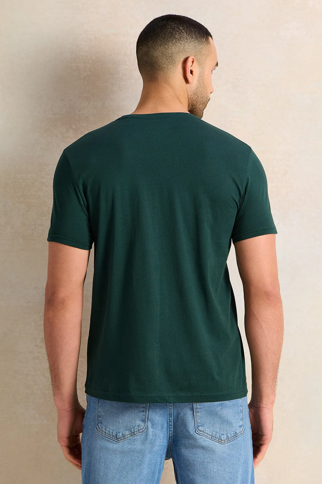 Men Olive Printed T-Shirt sold by Redtag product image thumbnail 3