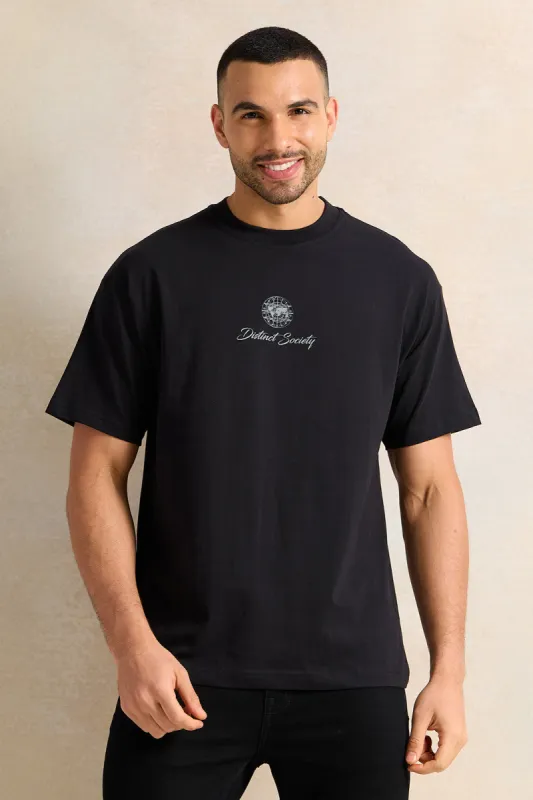 Men Black Printed T-Shirt sold by Redtag