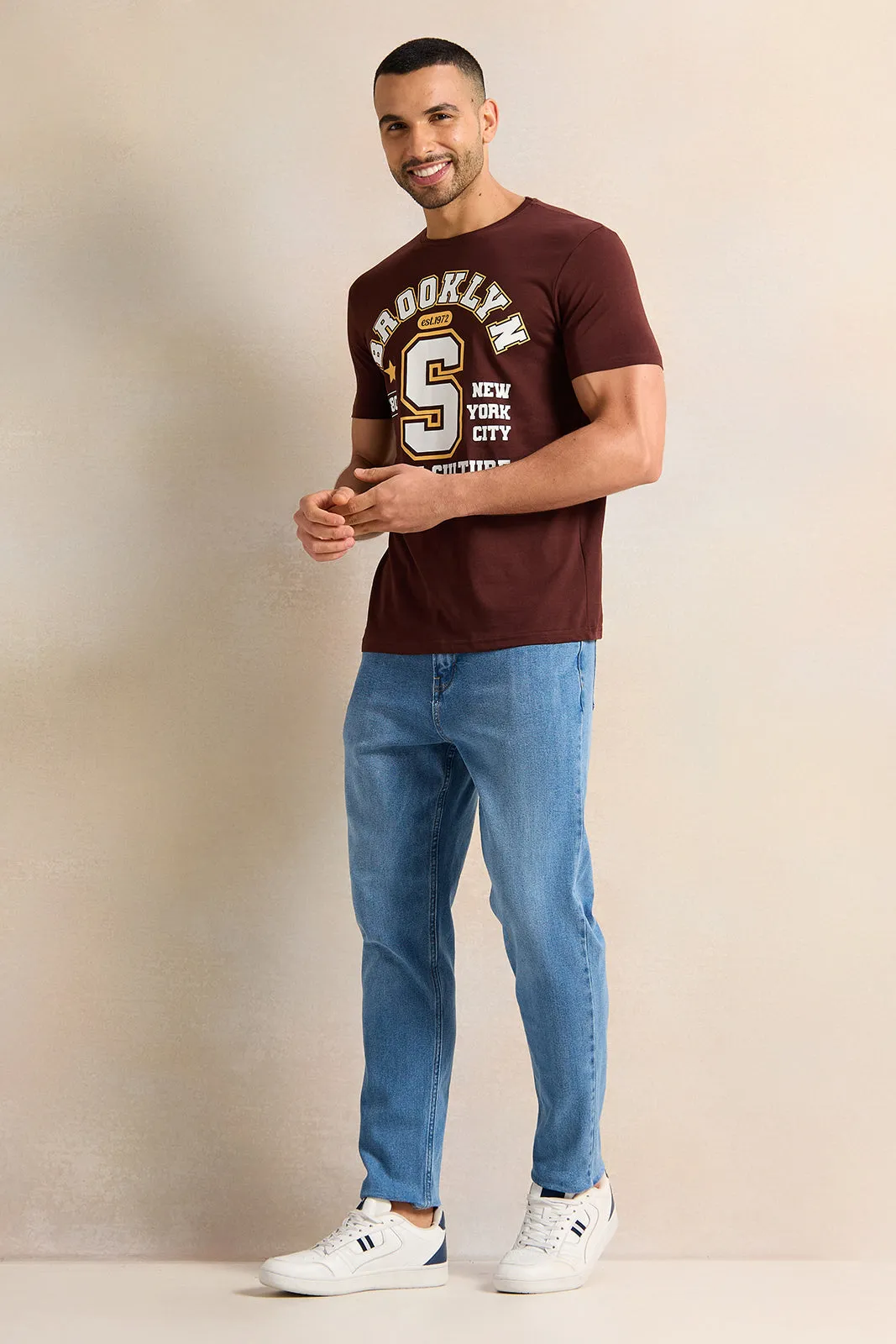 Men Brown Printed T-Shirt sold by Redtag product image thumbnail 2