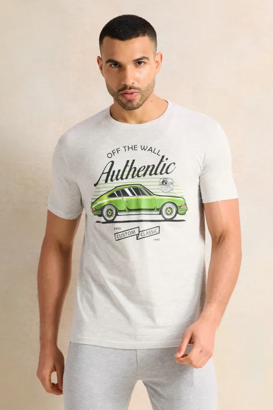 Men Ecru Printed T-Shirt sold by Redtag