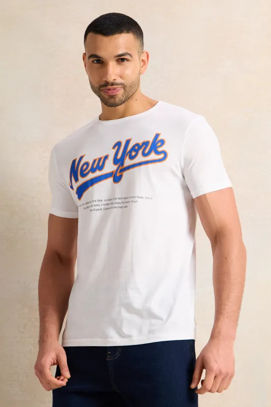 Men White Printed T-Shirt sold by Redtag
