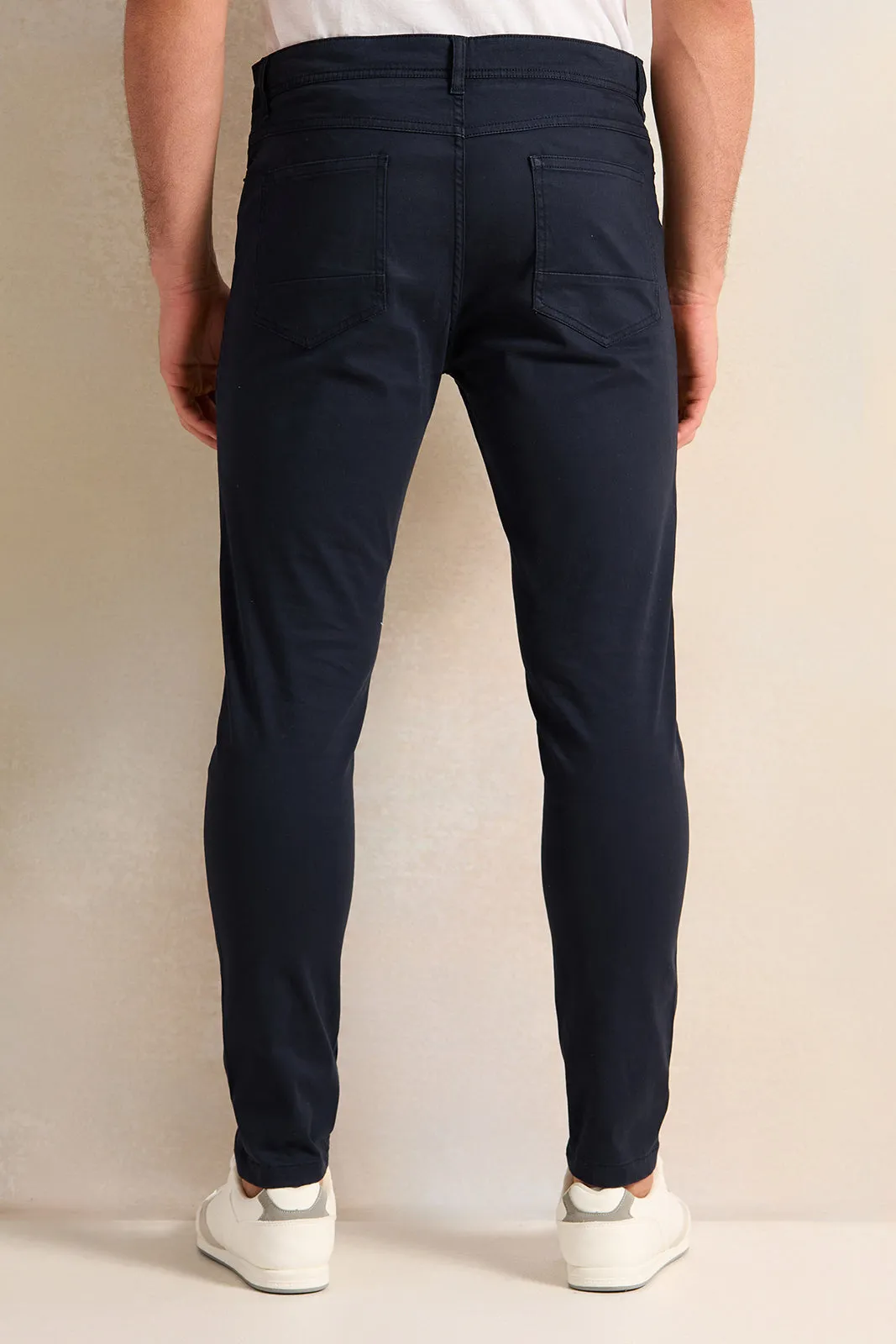 Men Navy 5-Pocket Slim Fit Trouser sold by Redtag product image thumbnail 3