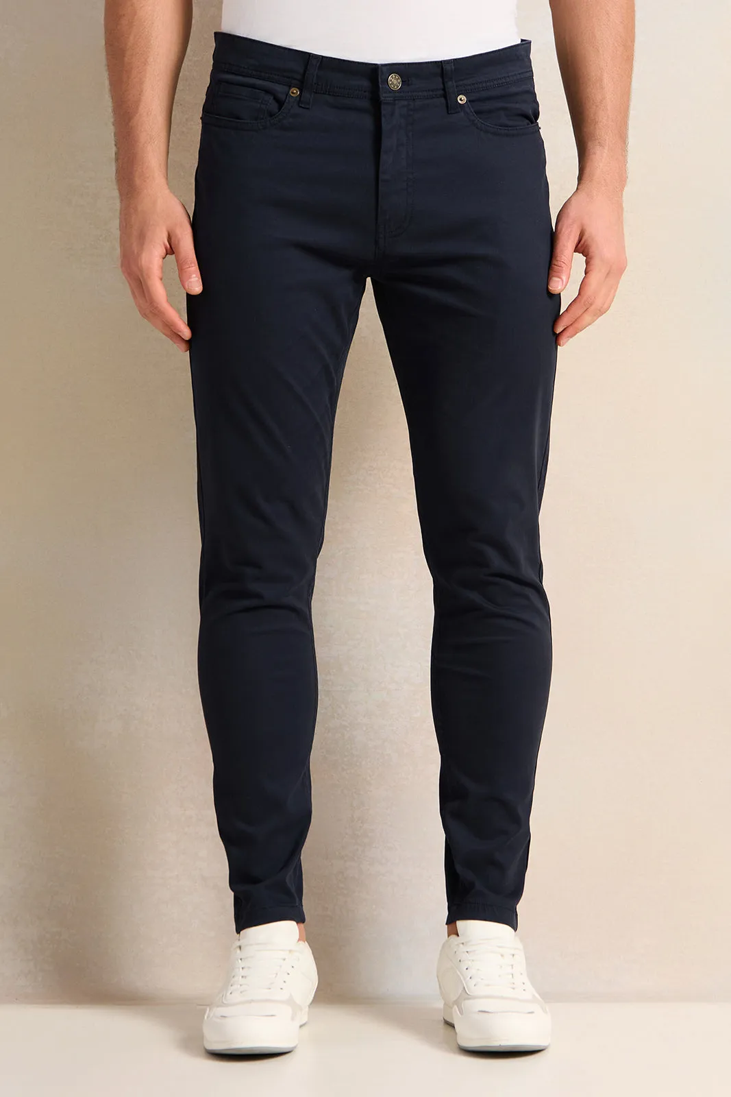 Men Navy 5-Pocket Slim Fit Trouser sold by Redtag