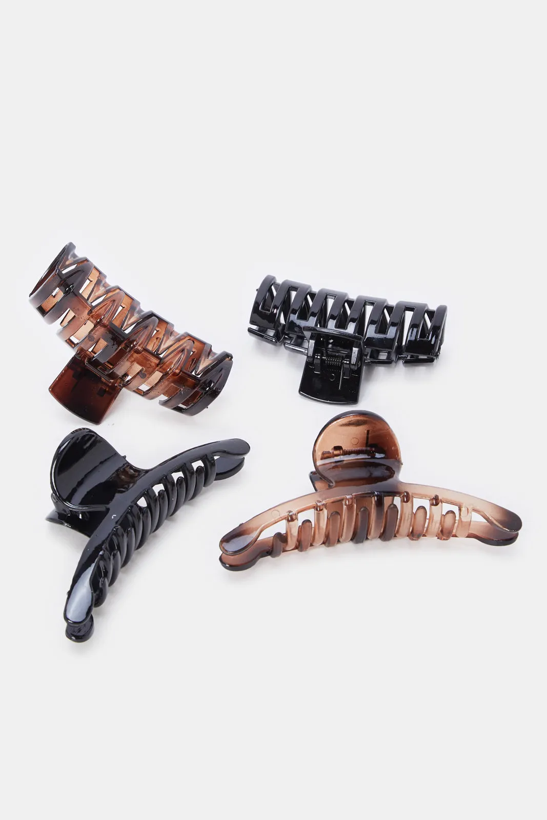 Women Black And Brown Solid Hair Claw Set (4 Piece) sold by Redtag product image thumbnail 3