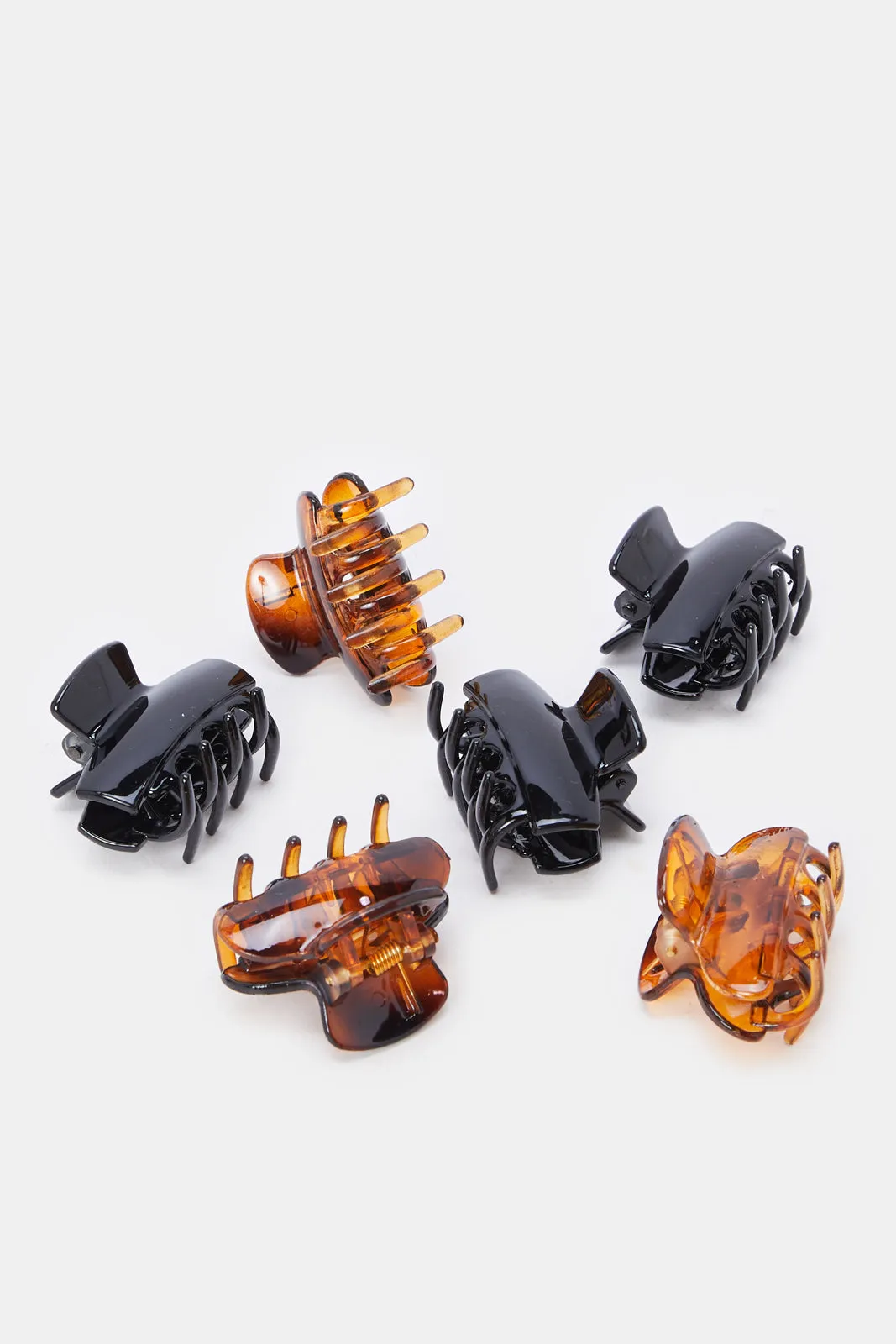 Women Black And Brown Solid Hair Claw Set (6 Piece) sold by Redtag product image thumbnail 3