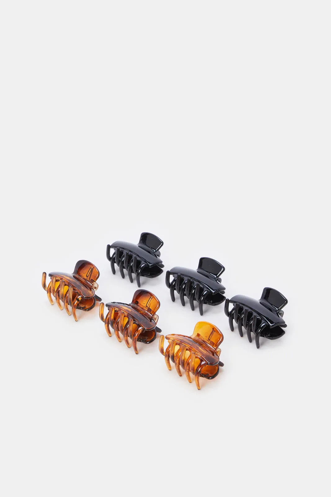 Women Black And Brown Solid Hair Claw Set (6 Piece) sold by Redtag