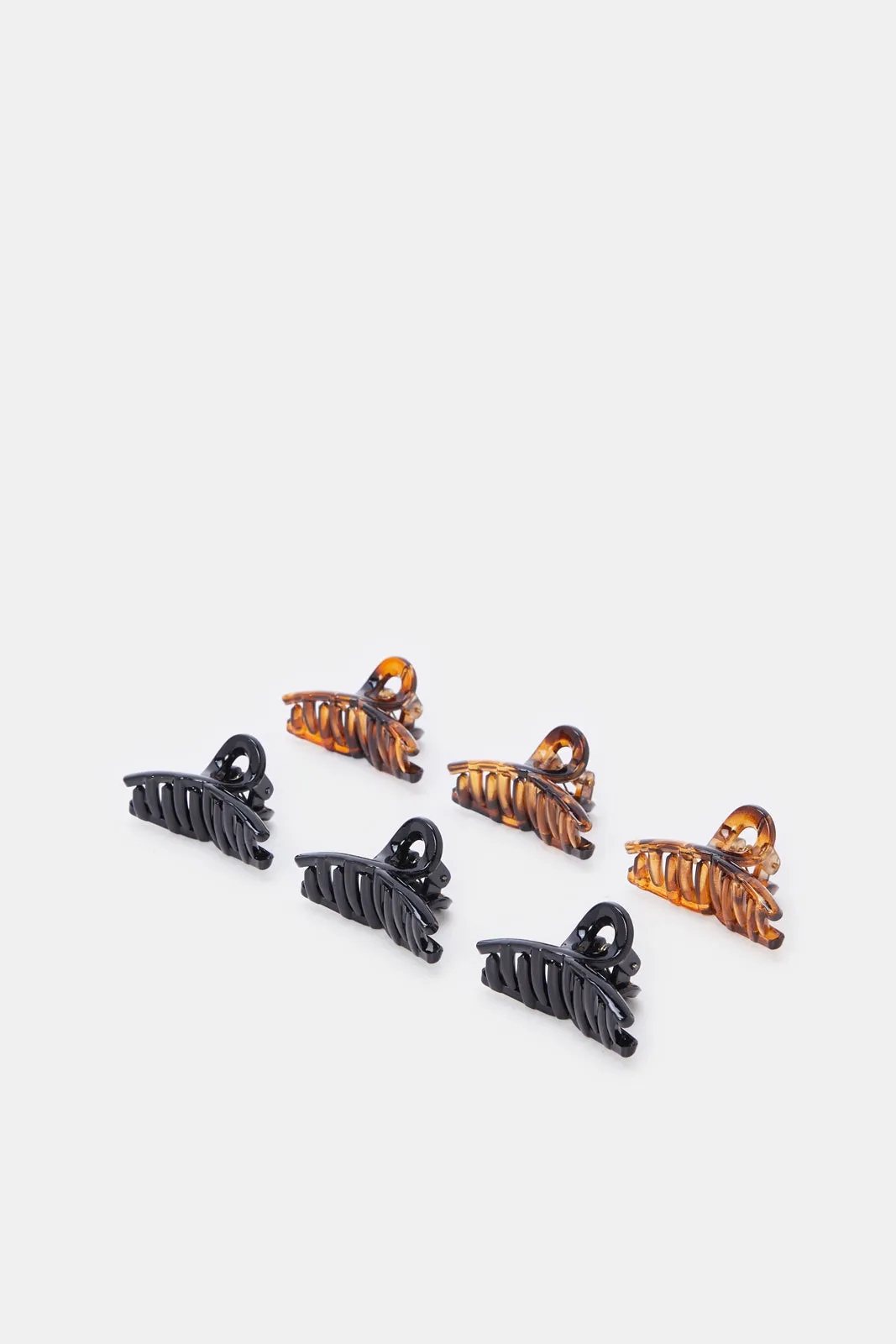 Women Black And Brown Solid Hair Claw Set (6 Piece) sold by Redtag